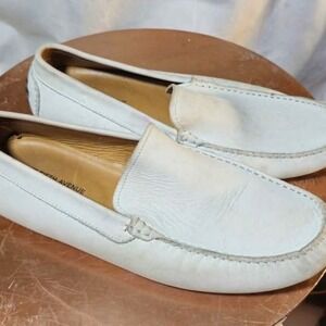 Sak's Fifth Avenue Men's White Leather Loafers